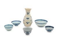 A Group of Six Chinese Blue and White Porcelain Articles