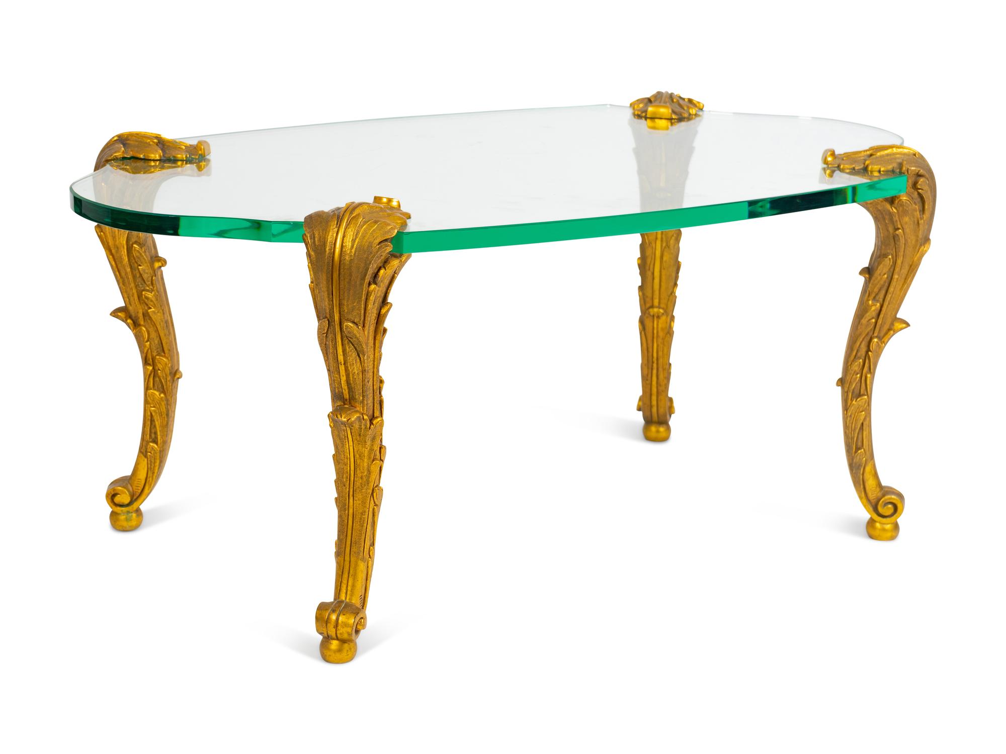 A Gilt Bronze and Turtle-form Glass Top Coffee Table by P. E. Guerin — MID-20TH CENTURY