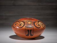 Polychrome Pottery Jar, with Eagle Tail Design