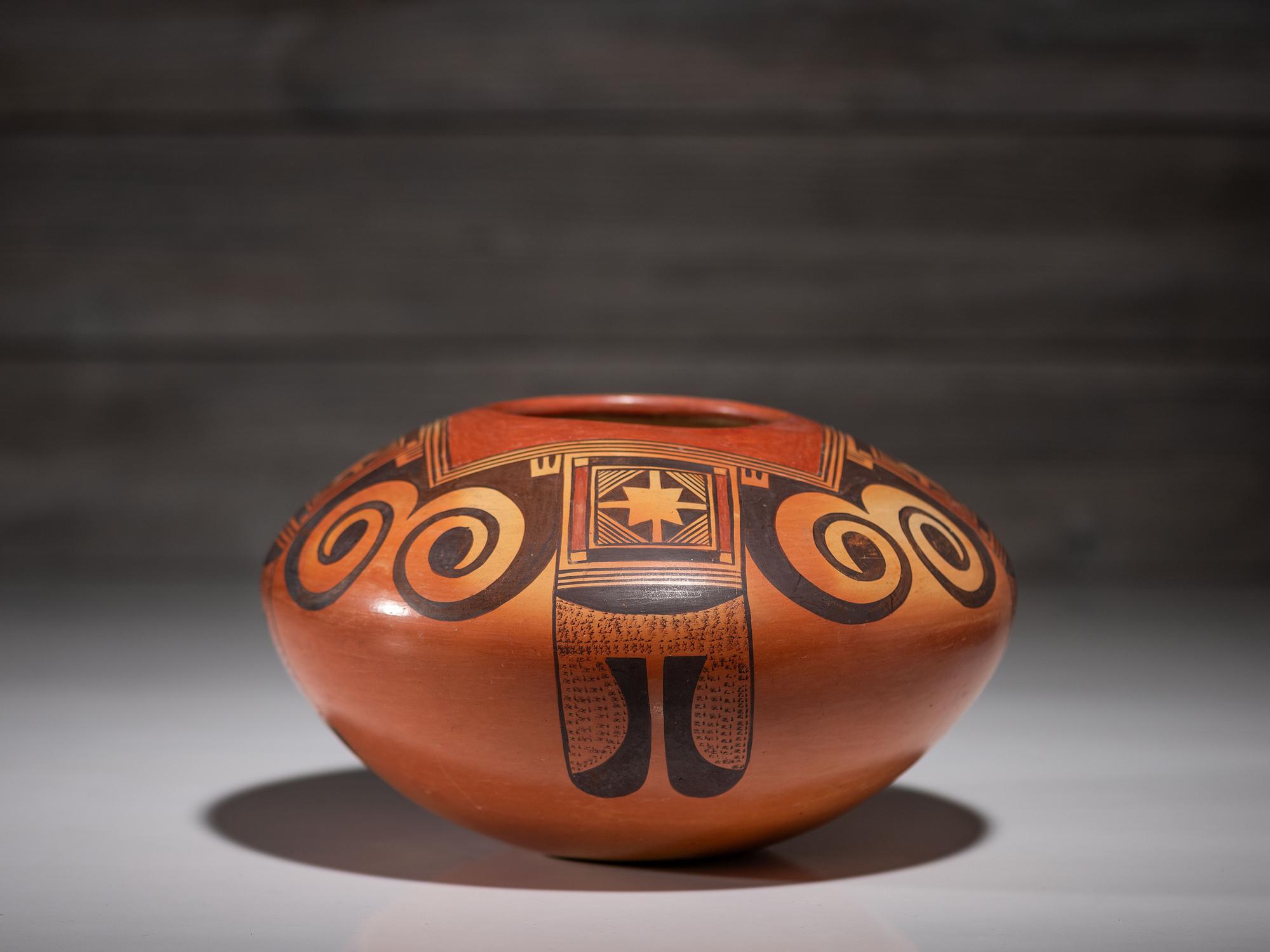 Polychrome Pottery Jar, with Eagle Tail Design
