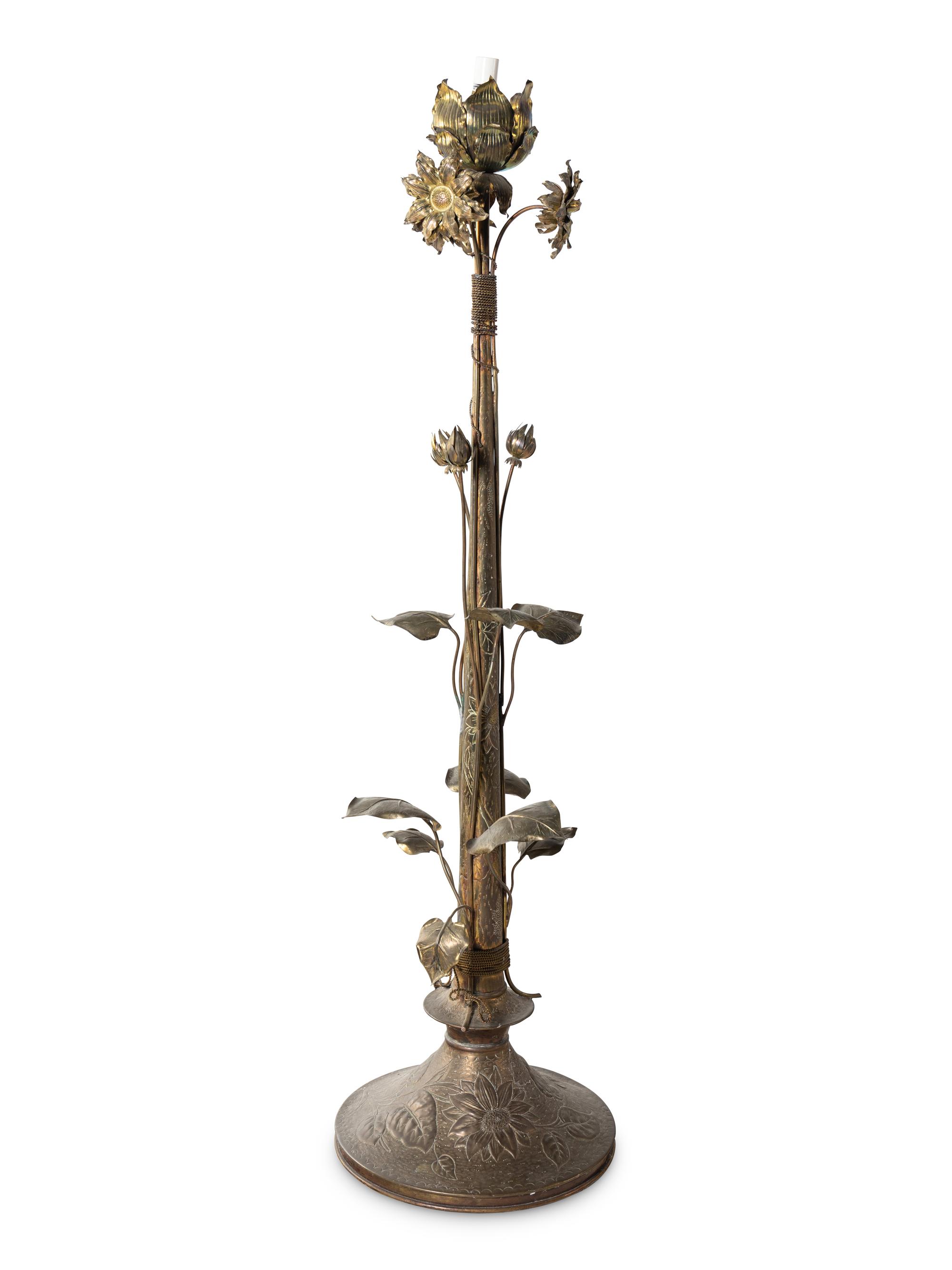 A Continental Brass Floor Lamp