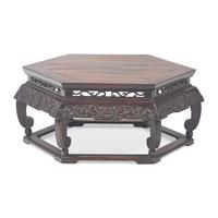 A Large Chinese Hexagonal Hardwood Stand, Qing Dynasty — 清 硬木六方矮桌