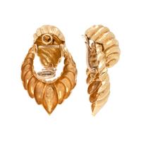 HENRY DUNAY, YELLOW GOLD EARCLIPS