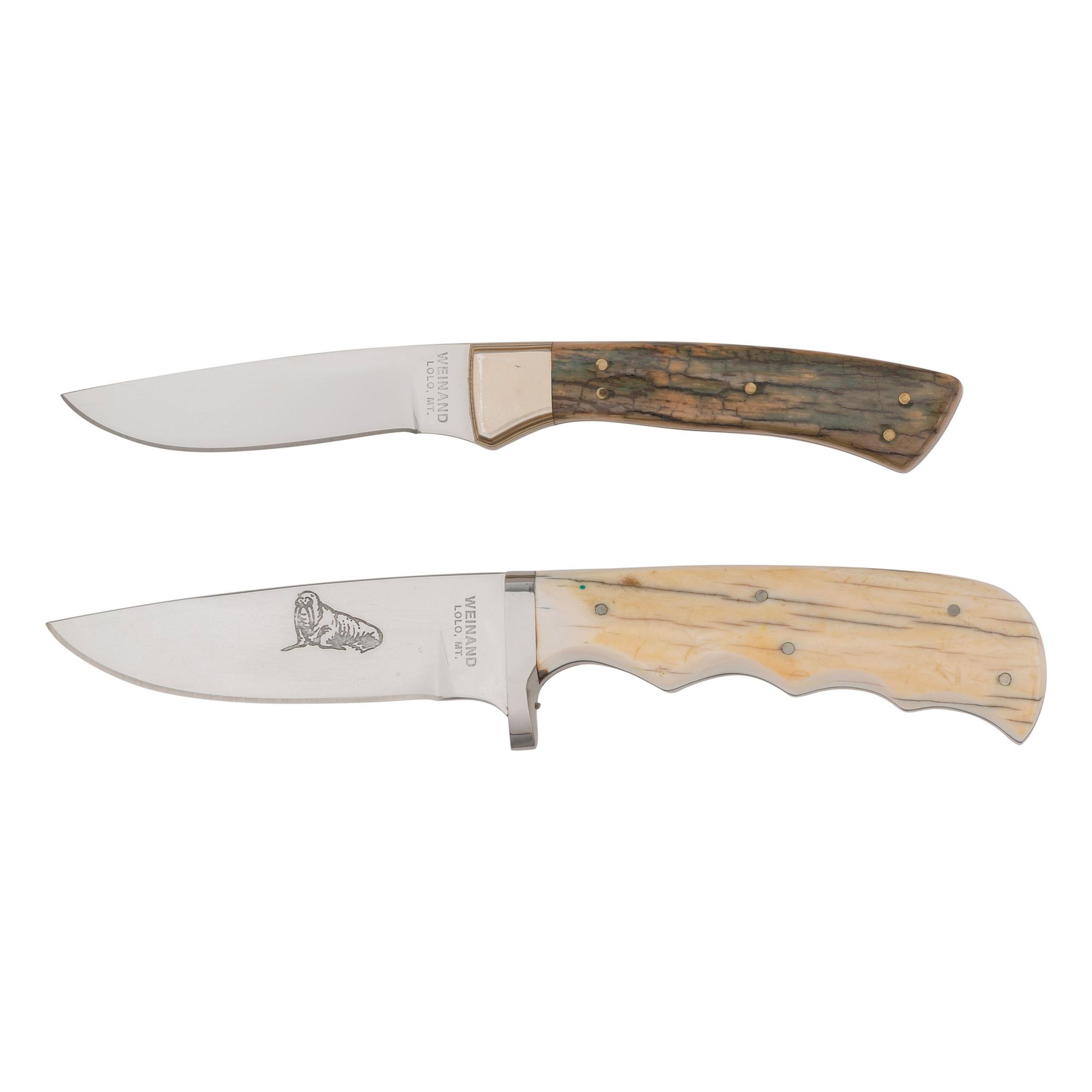 Lot of Two Gerome Weinand Fixed Blade Knives with Exotic Grips