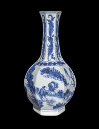 A Chinese Blue and White Porcelain Hexagonal Vase