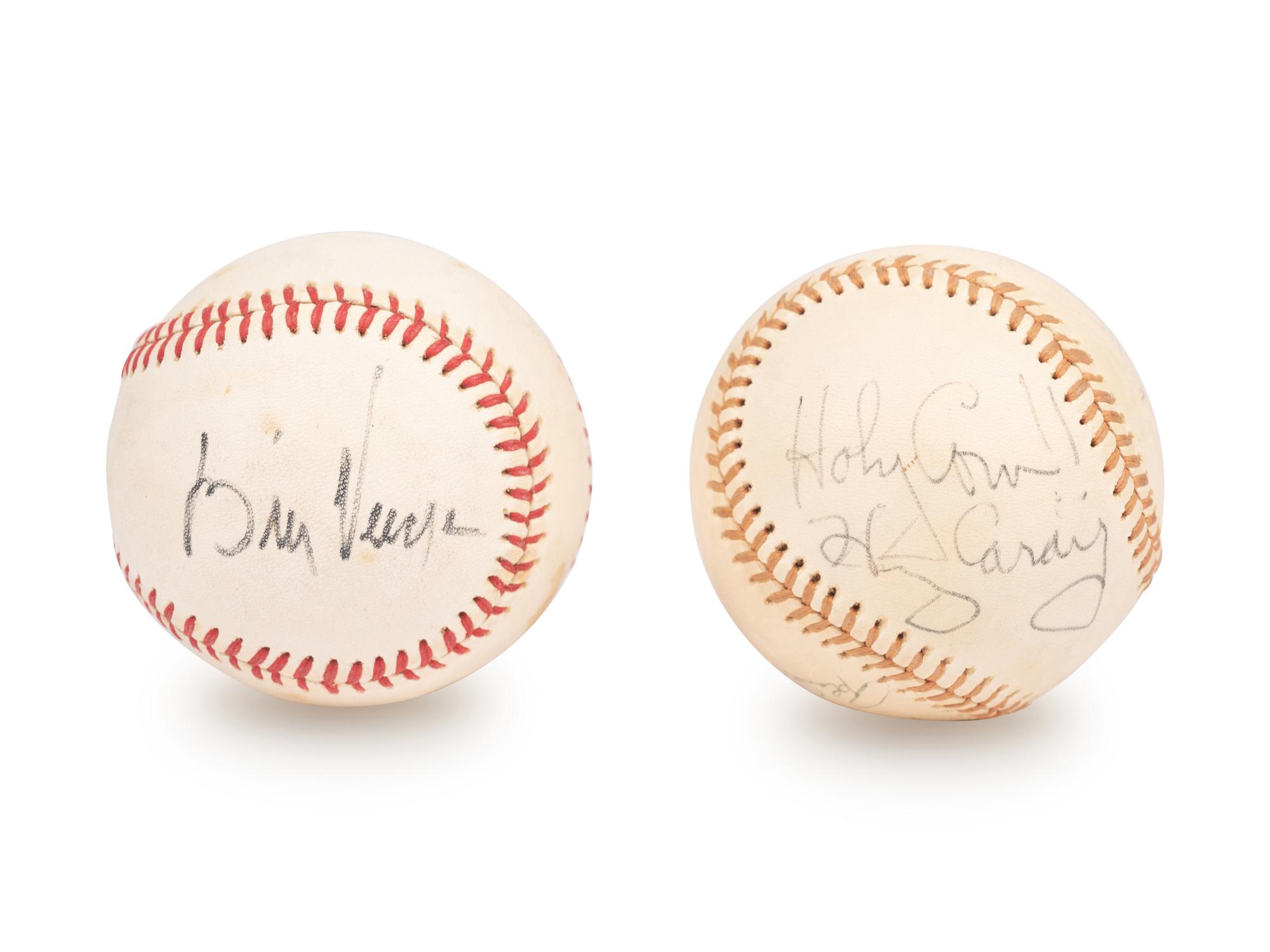 A Group of Harry Caray and Bill Veeck Signed Autograph Baseballs (Beckett Authentication Services Letters BAS Certified),