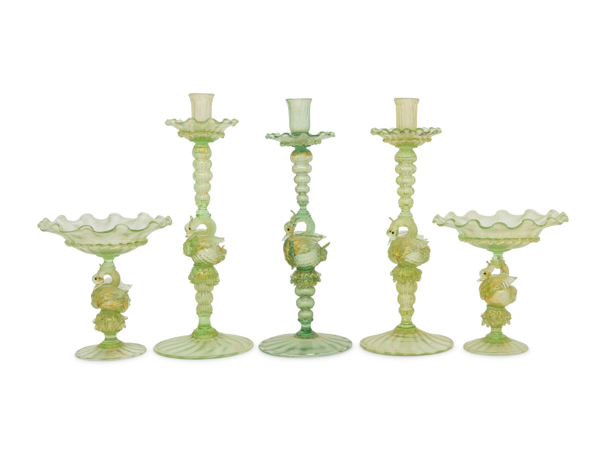 A Venetian Glass Stemware Service