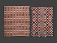 Four Red, White and Blue Woven Jacquard Coverlets