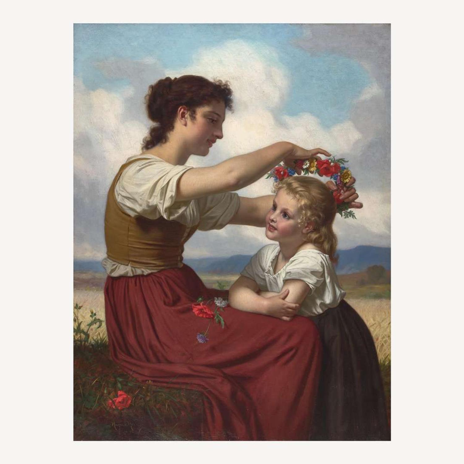 Hugues Merle (French, 1822-1881) Couronne de Fleurs des Champs (Field Flower Wreath)