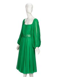 Galanos, Green Chiffon Cocktail Dress
