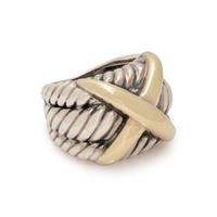 DAVID YURMAN, STERLING SILVER AND YELLOW GOLD RING