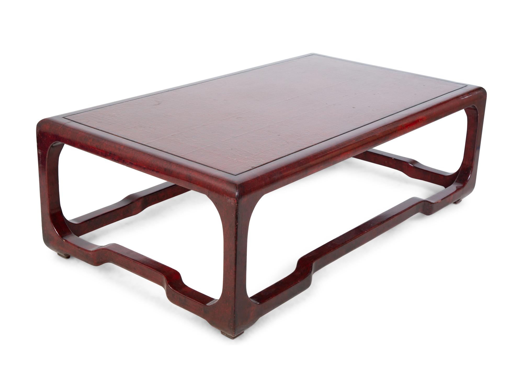 A Karl Springer Chinese Cube Red Lacquer Coffee Table — 20TH CENTURY