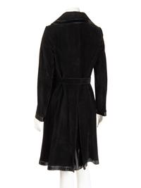 Gucci Suede and Leather Trimmed Coat with Belt, 1970s