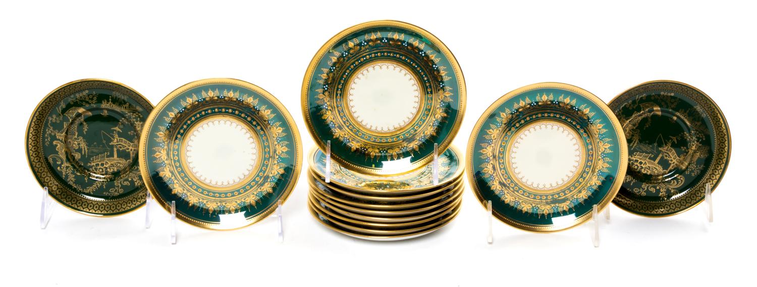 A Set of Eleven Czech Porcelain Saucers Diameter of first 3 1/2 inches.