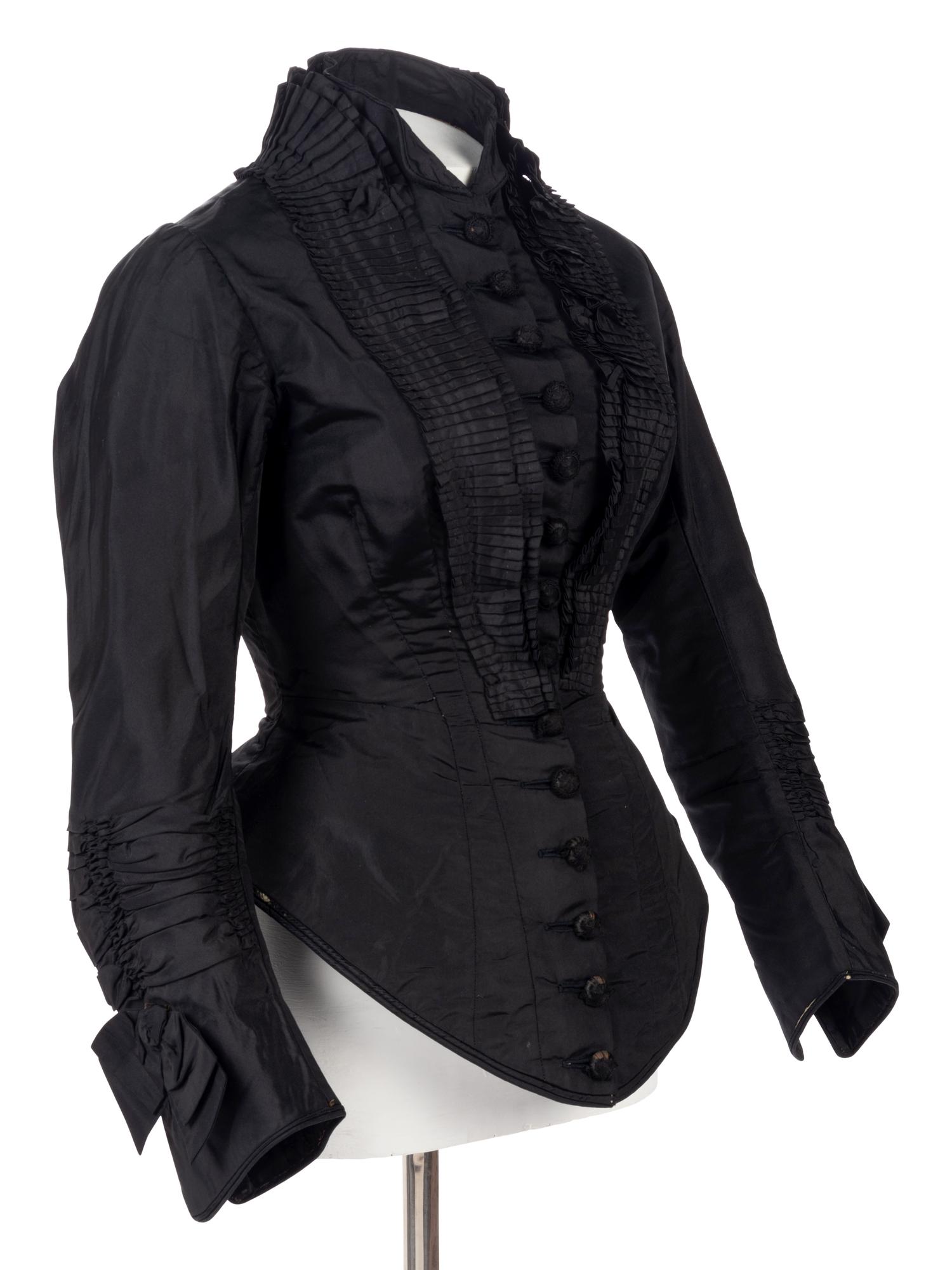 Two Silk Taffeta Evening Bodices, 1880s