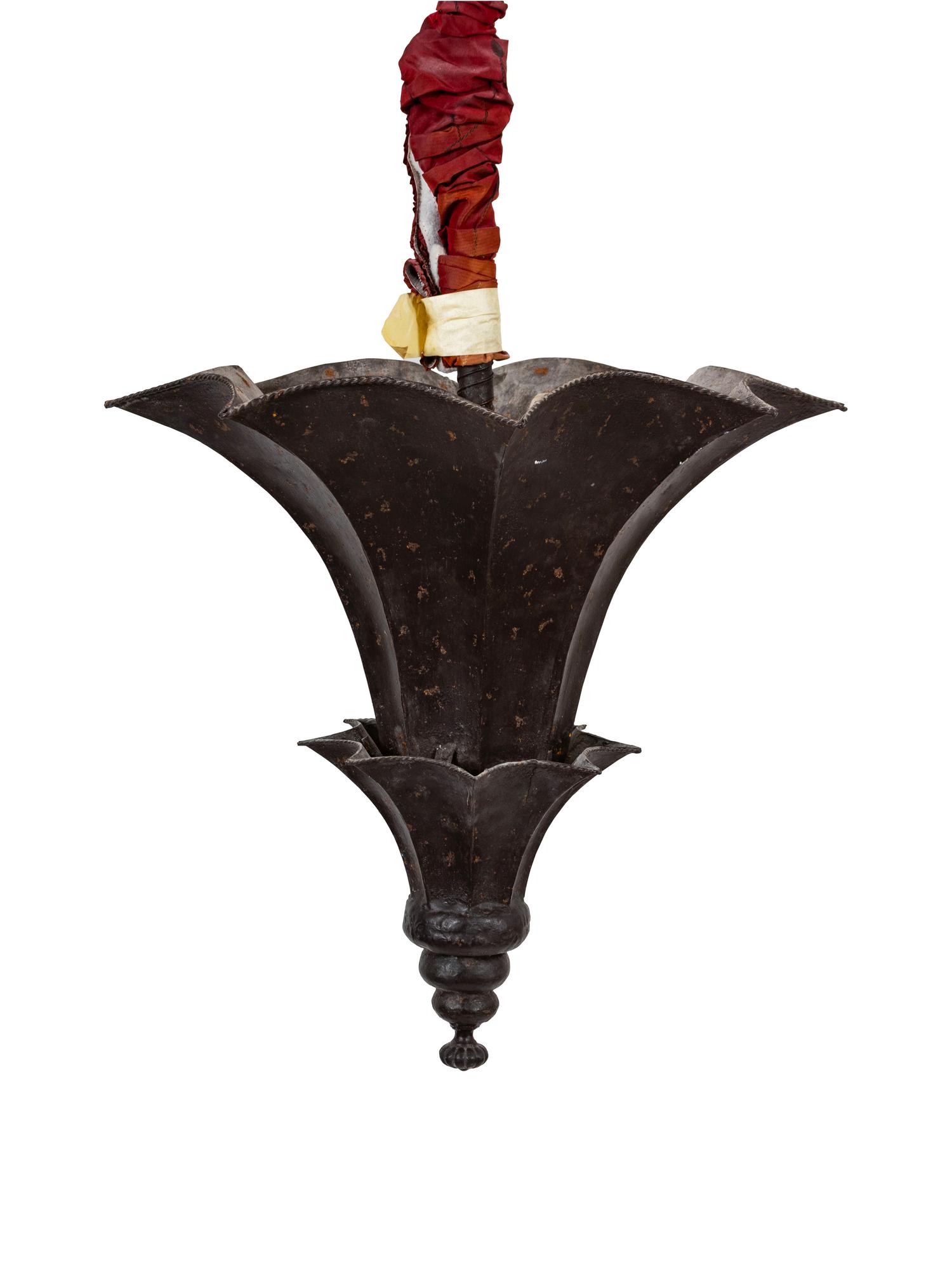 A Pair of Modern Black Painted Tole Pagoda Pendant Fixtures — 20TH CENTURY