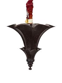 A Pair of Modern Black Painted Tole Pagoda Pendant Fixtures — 20TH CENTURY