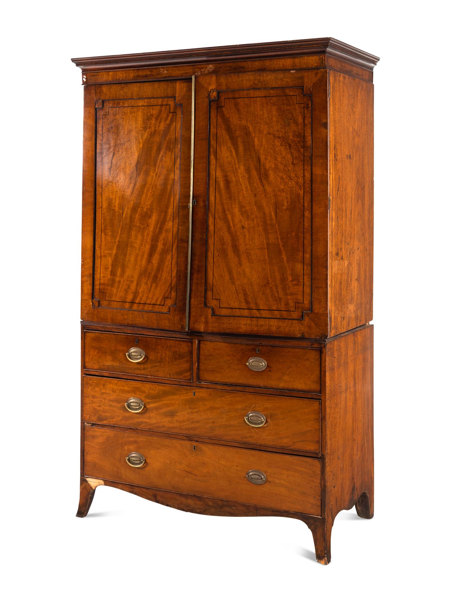 A Regency Style Mahogany Linen Press