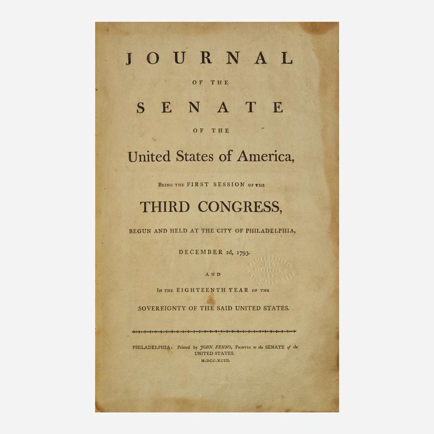 [Americana] Journal of the Senate of the United States of America, Being the First (and Second) Session of the Third Congress...