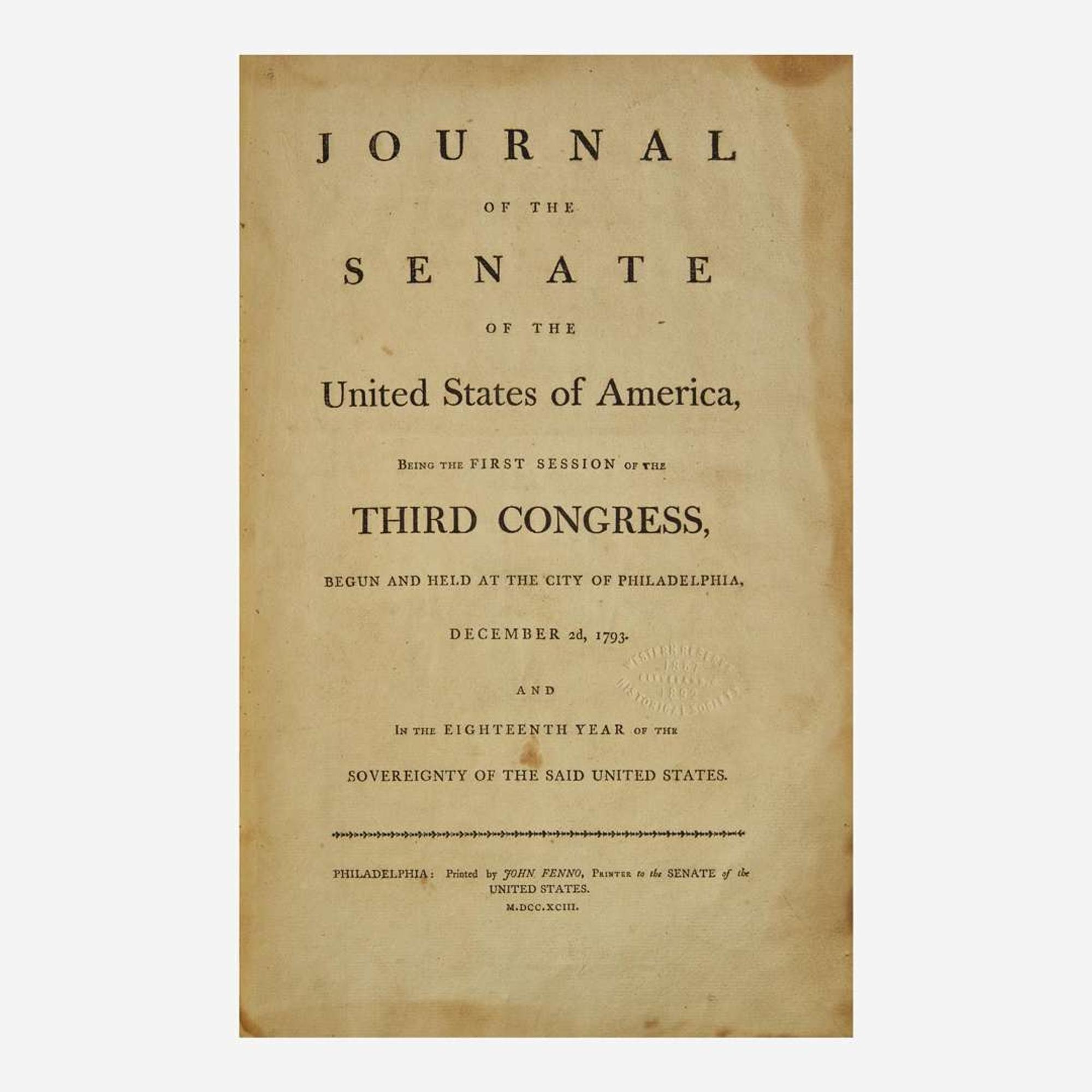 [Americana] Journal of the Senate of the United States of America, Being the First (and Second) Session of the Third Congress...