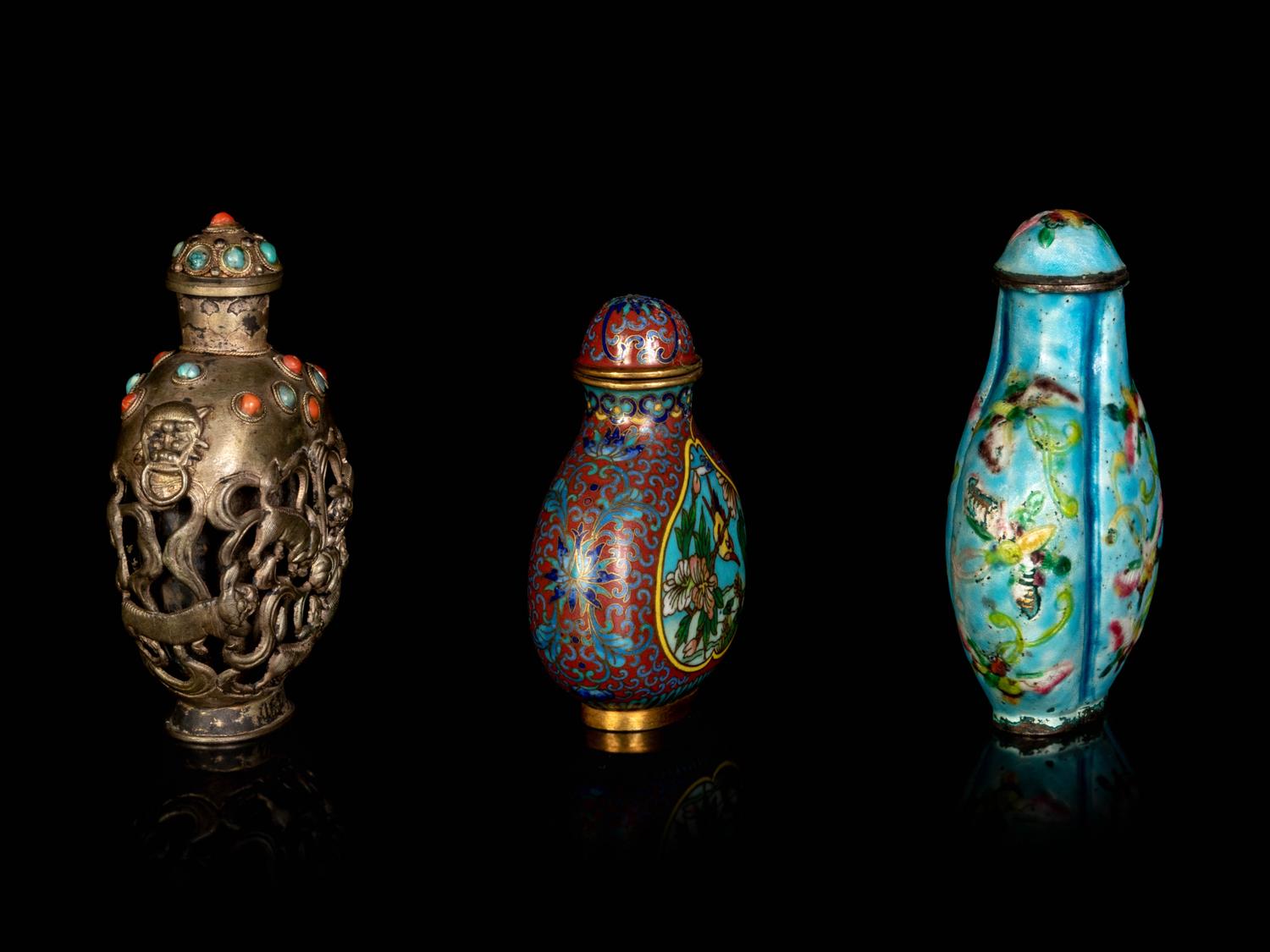 Three Chinese Metal Snuff Bottles