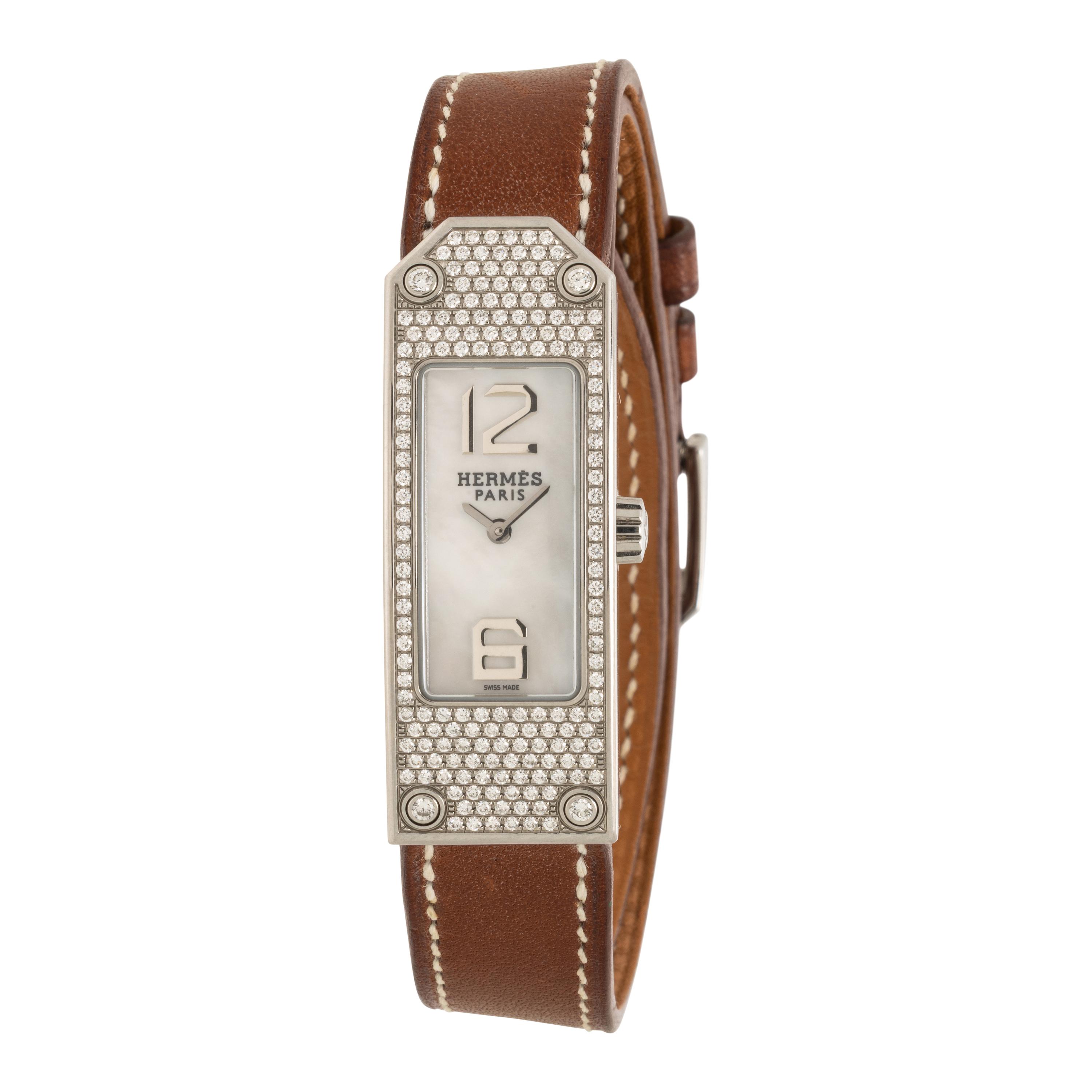Hermès, Ref. KT1.223, Stainless Steel and Diamond 'Kelly II' Watch with Double-Tour Strap