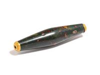 A Near Eastern Bloodstone Bead with Gold Caps