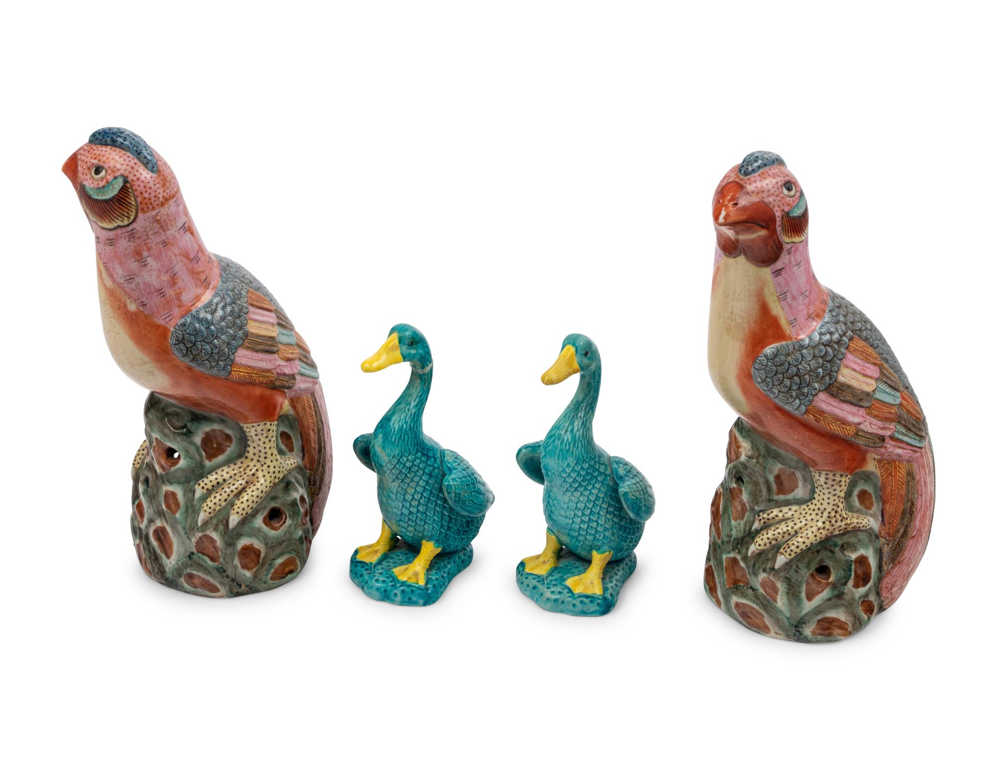 Two Pairs of Chinese Porcelain Figures of Birds