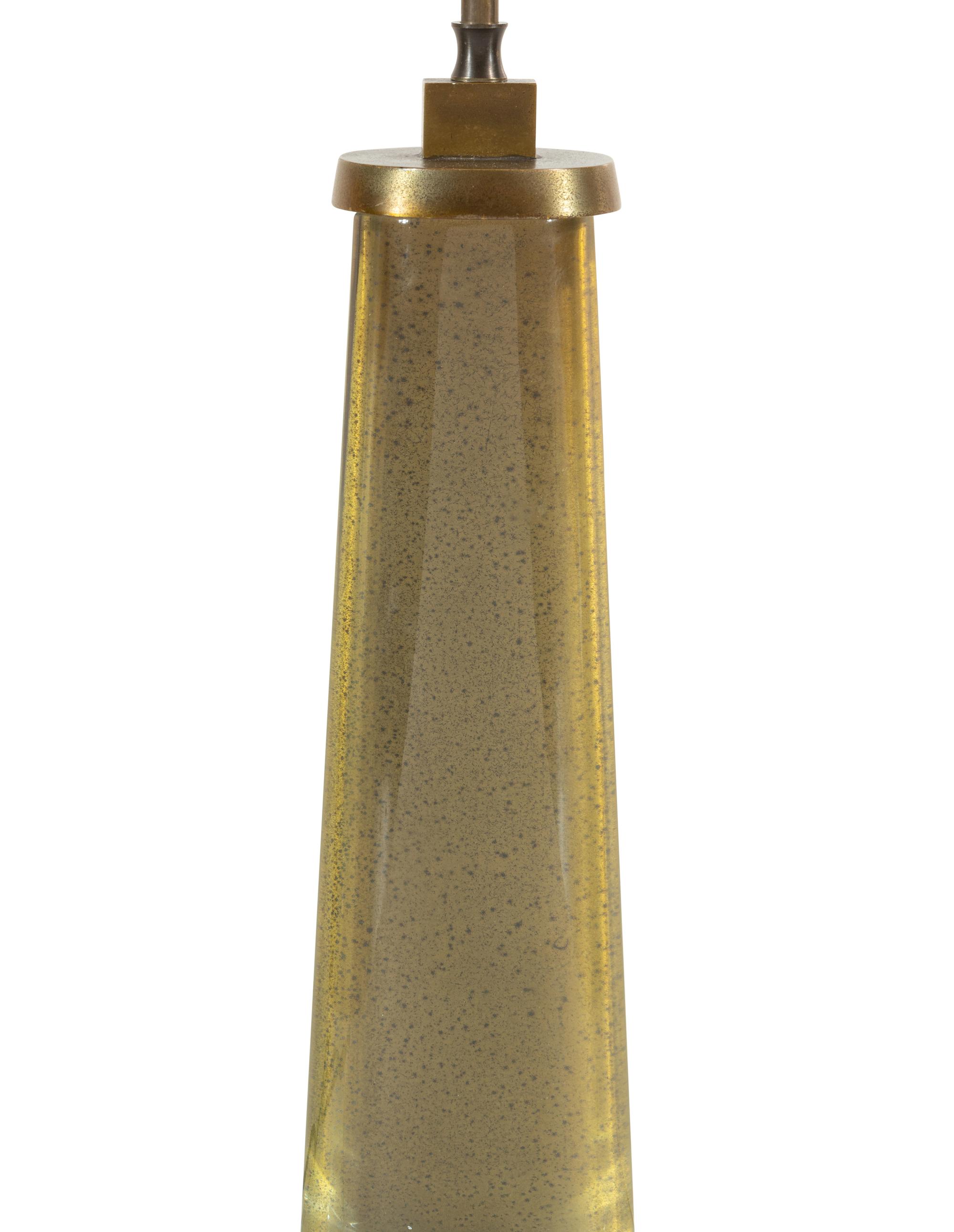 A Fontana Arte Glass and Gilt Brass Table Lamp