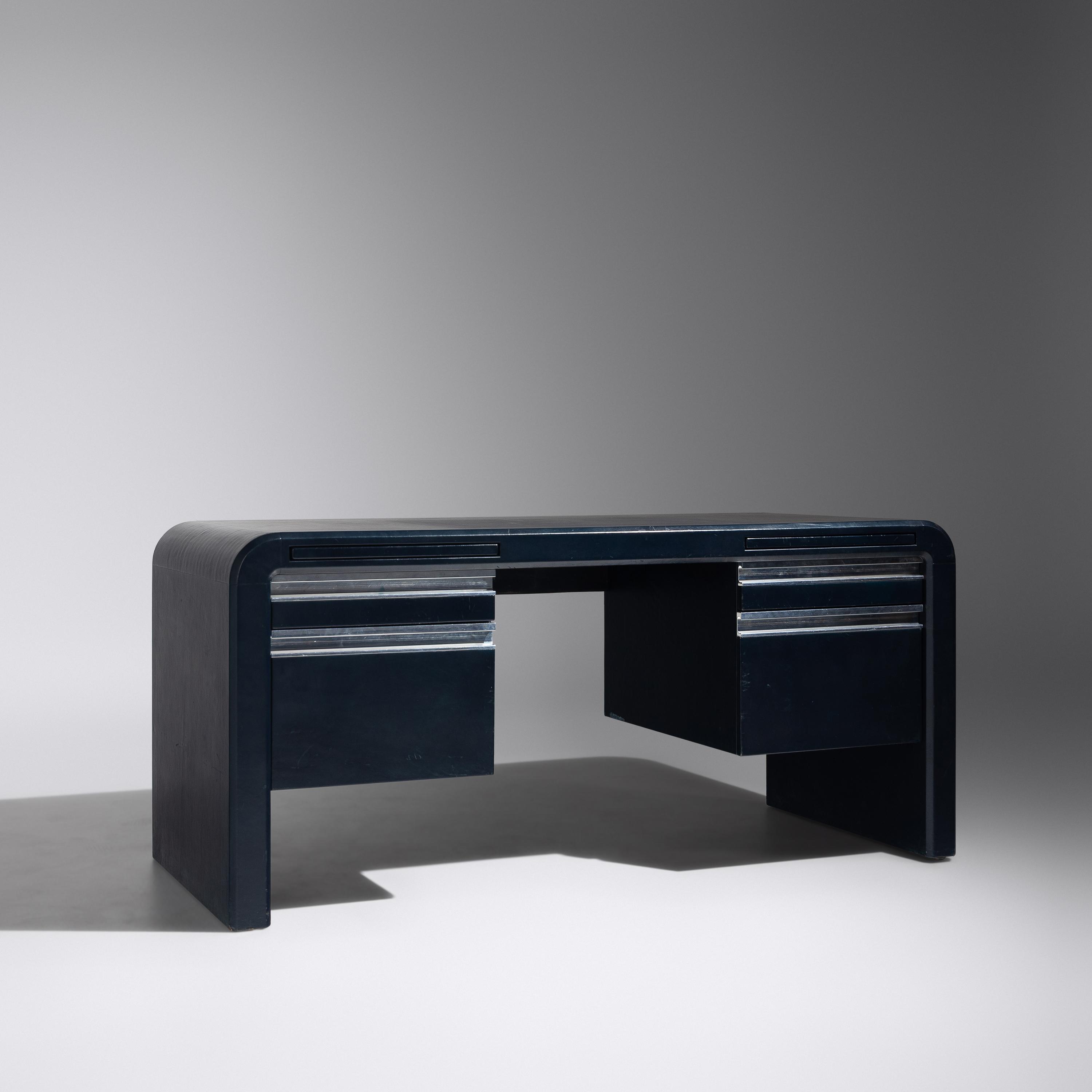 Karl Springer (German-American, 1931–1991) — Blue Leather Desk