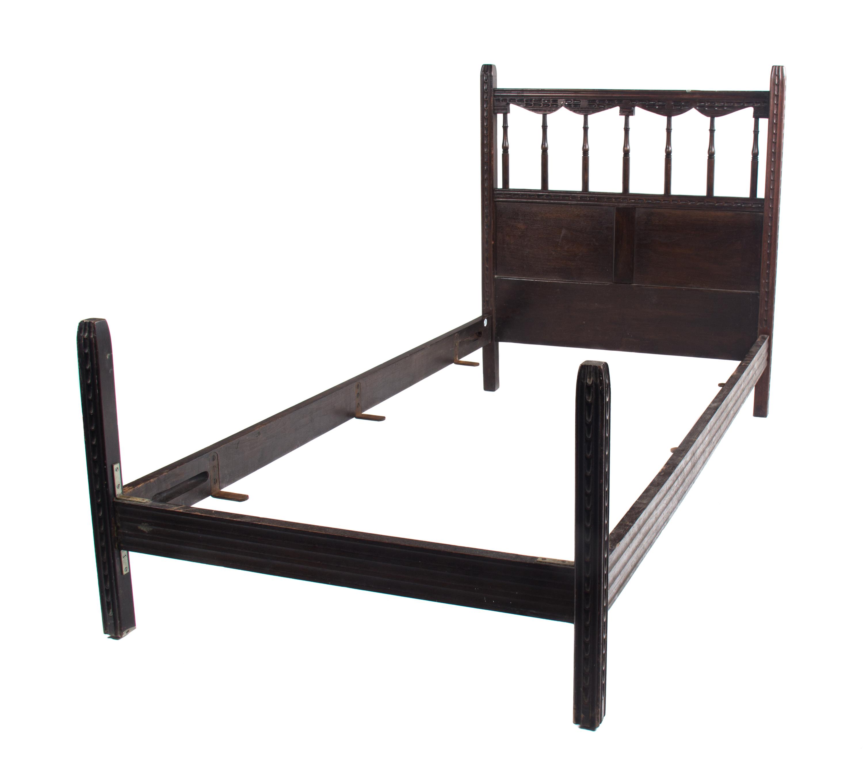 A Pair of Italian Walnut Twin Headboards Height 42 1/2 x width 38 1/4 inches.