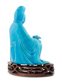 A Chinese Turquoise Glazed Porcelain Guanyin