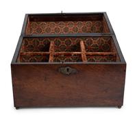 An English Burlwood Jewelry Box, a Diminutive Chest and Other Articles