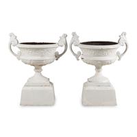 A Pair of White Painted Iron Jardinières