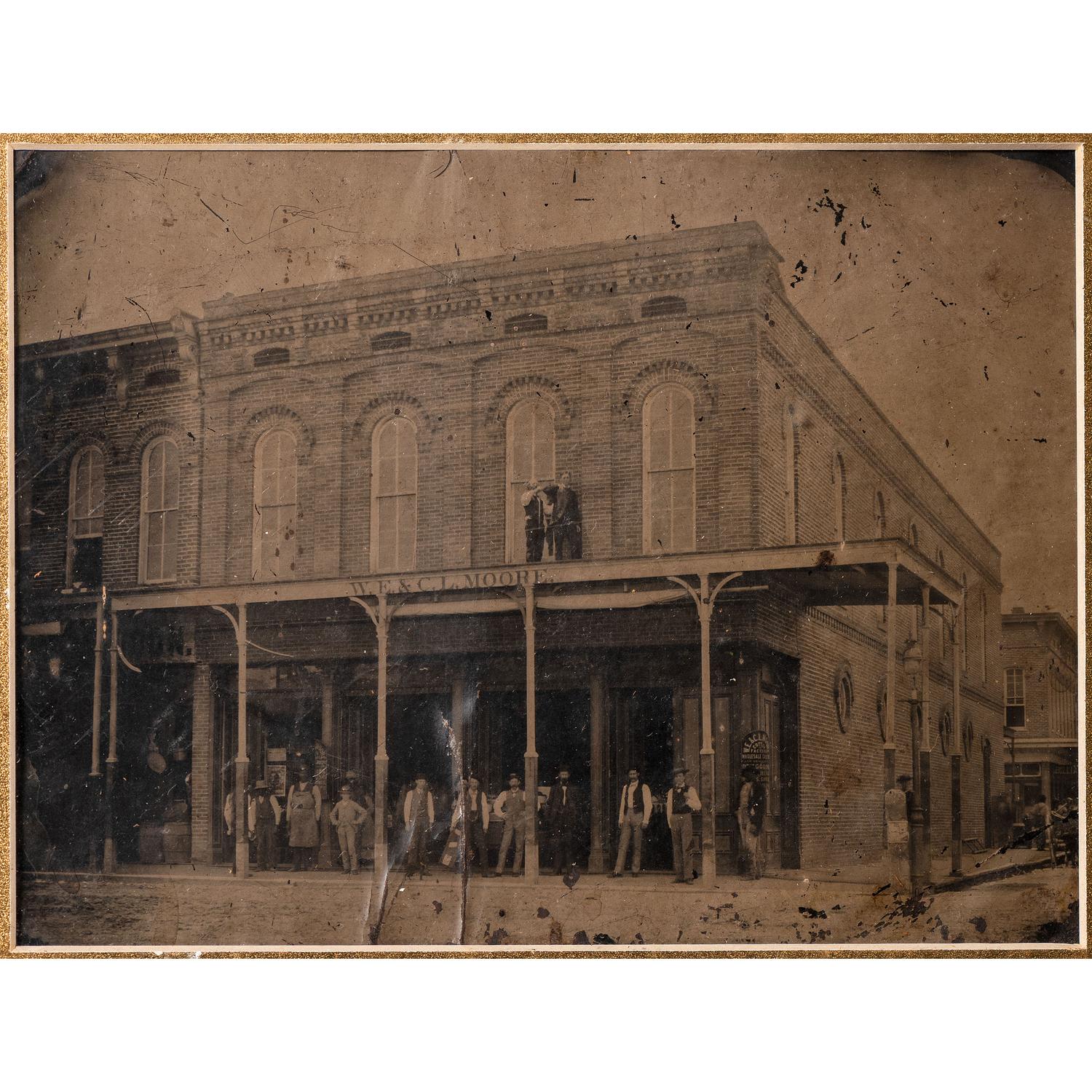 [EARLY PHOTOGRAPHY - OUTDOOR SCENES]. A group of 3 framed outdoor tintypes featuring buildings, comprising: