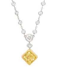 A Platinum, 18 Karat Yellow Gold, Fancy Vivid Yellow Diamond and Diamond Necklace, Michael Beaudry, 9.25 dwts.