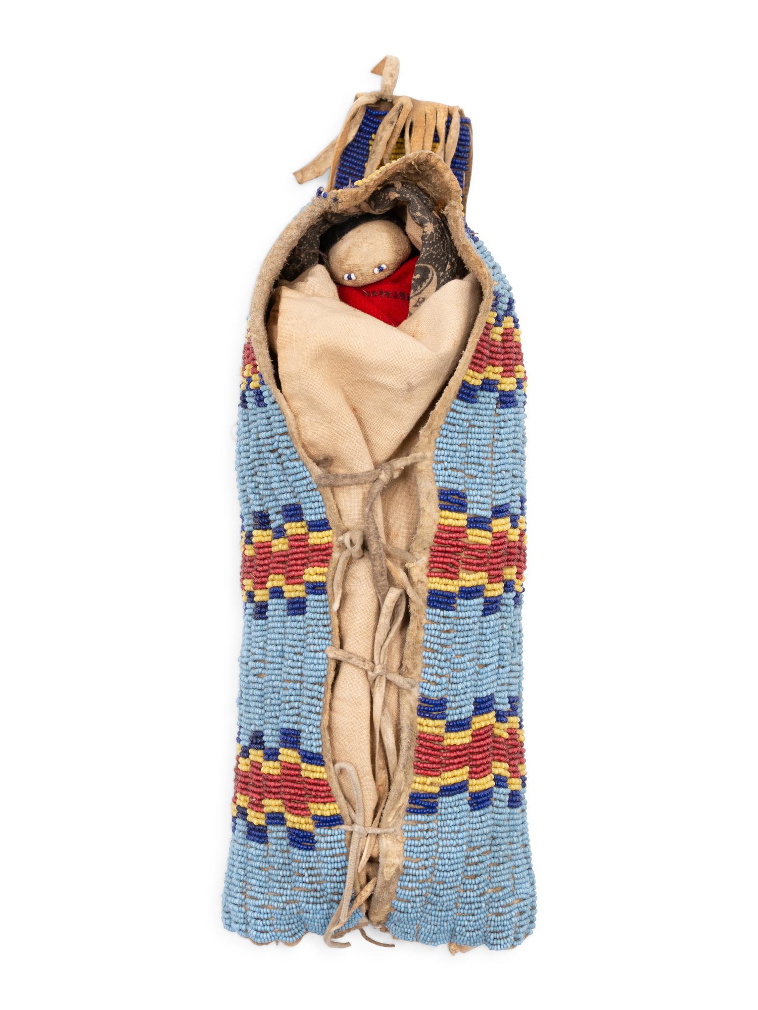 Sioux Beaded Buffalo Hide Toy Cradle