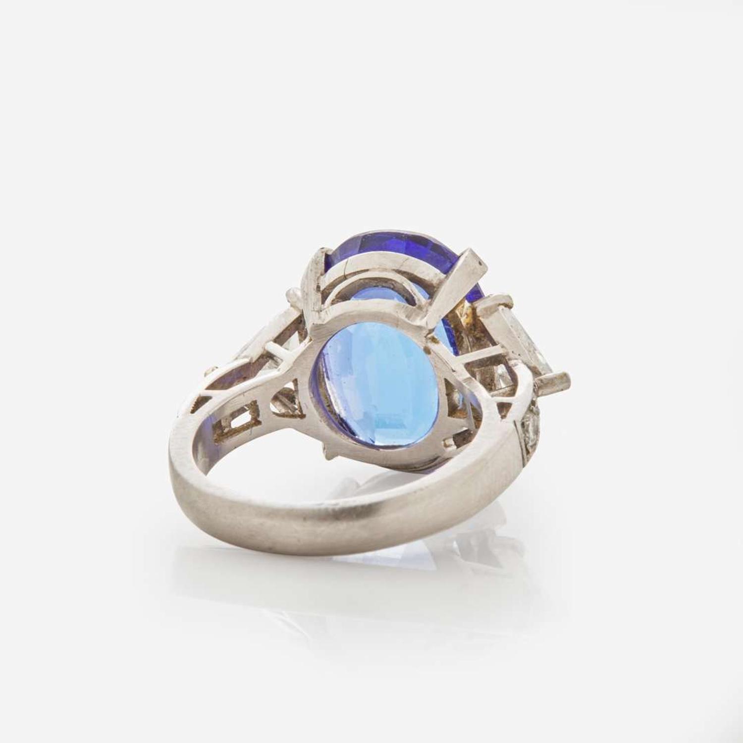 A Platinum, Tanzanite, and Diamond Ring