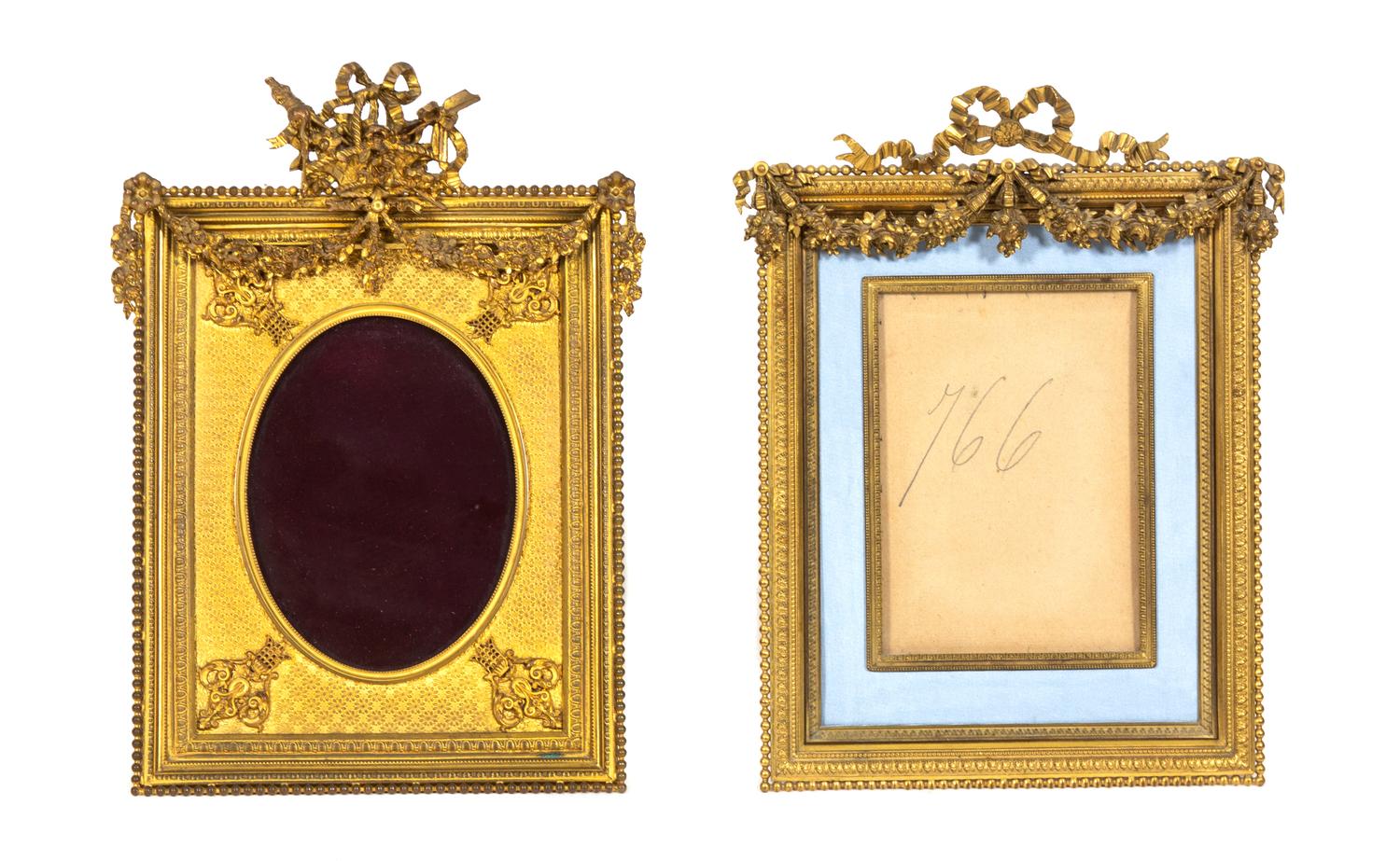 Two French Gilt Bronze Easel Back Frames Height of taller 9 3/4 x width 7 inches. — 19TH/20TH CENTURY
