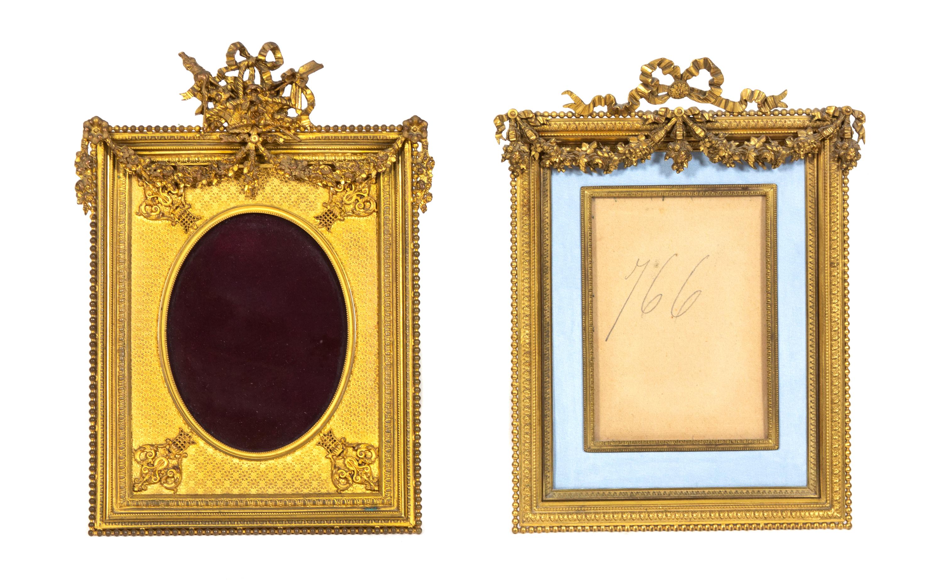Two French Gilt Bronze Easel Back Frames Height of taller 9 3/4 x width 7 inches. — 19TH/20TH CENTURY