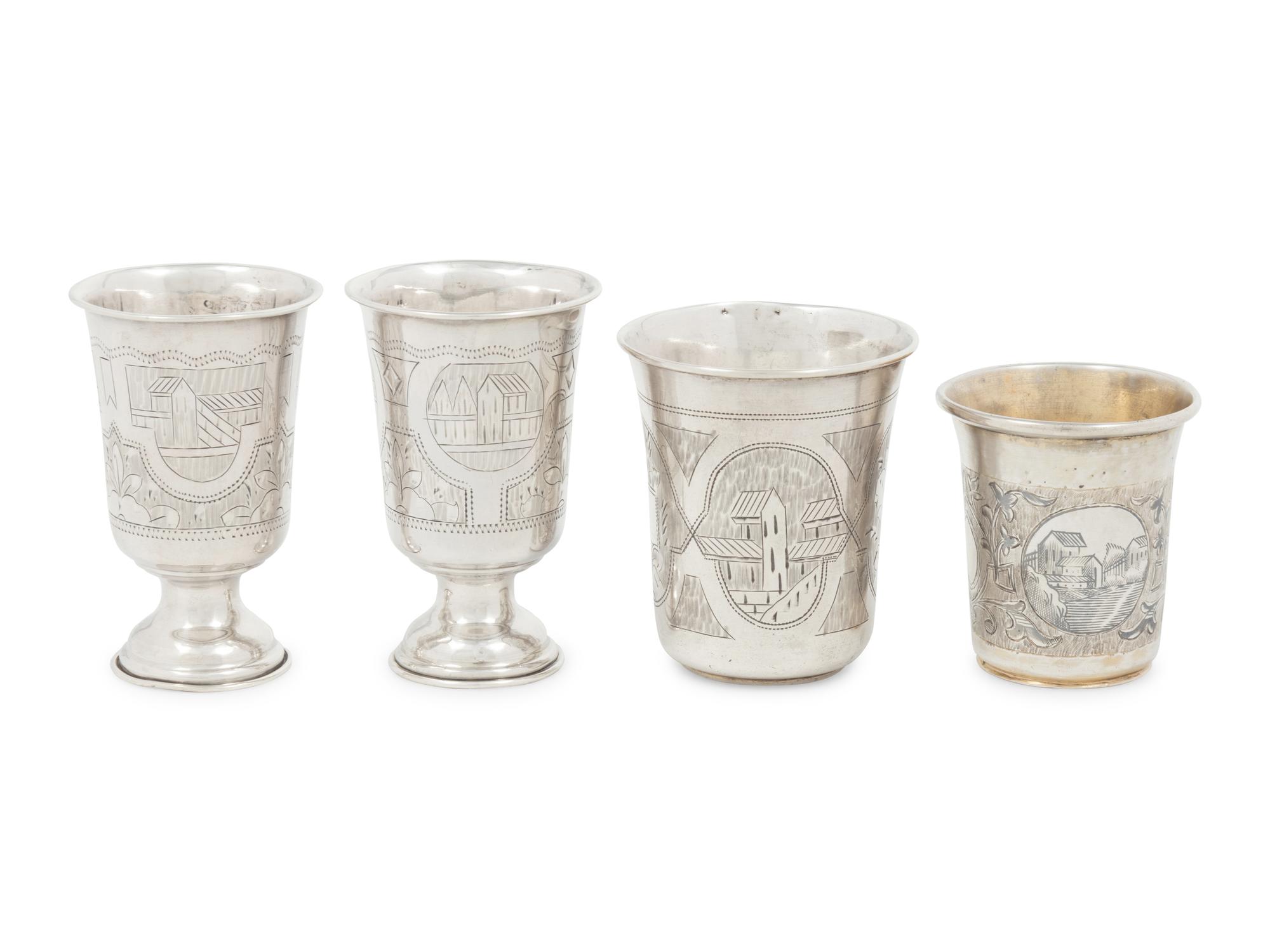 Four Russian Silver Beakers