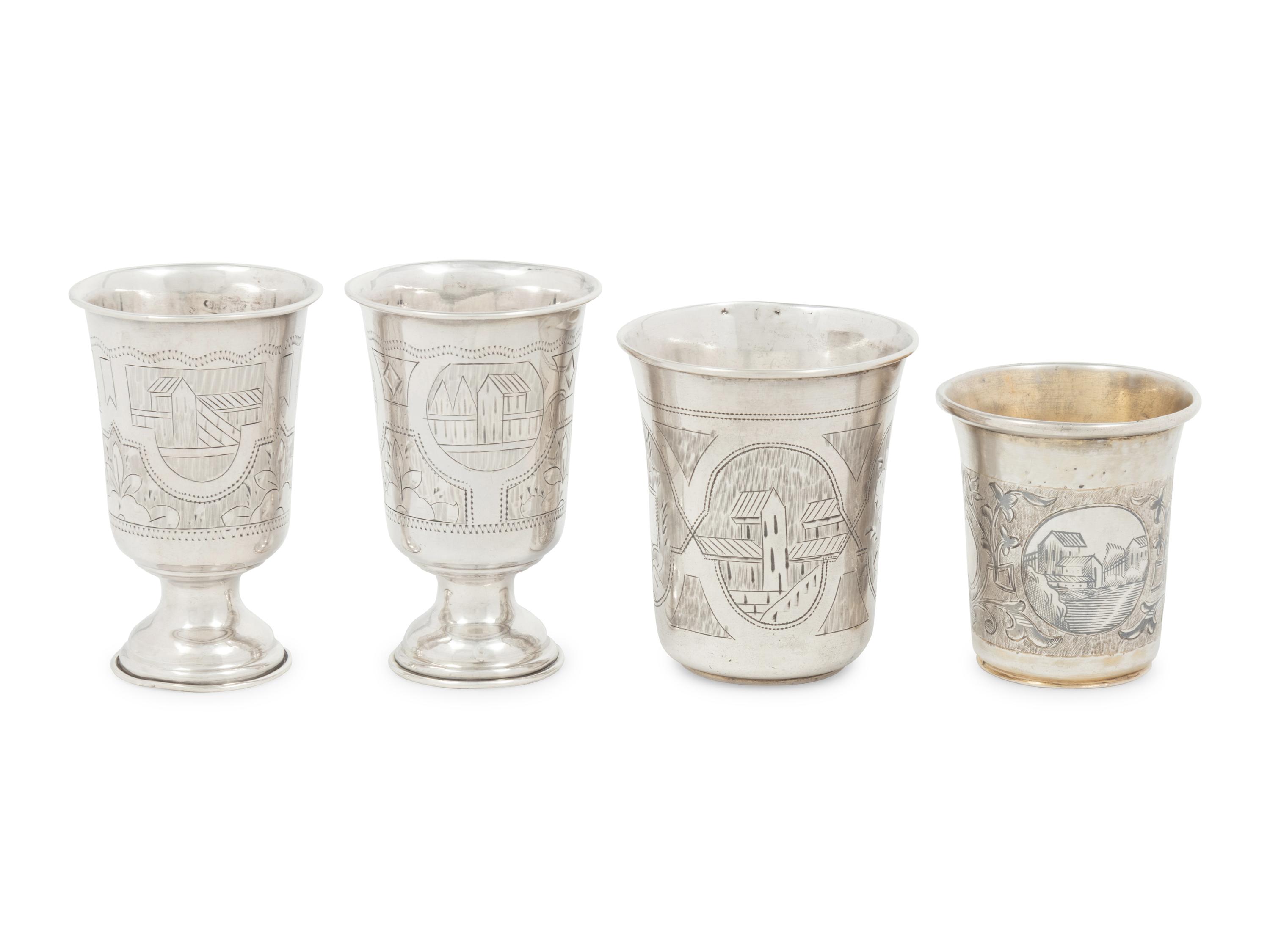 Four Russian Silver Beakers