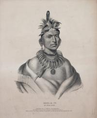 Lithograph from The History of the Indian Tribes of North America , titled Chono Ca Pe, An Ottoe Chief