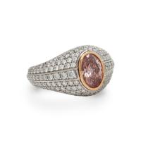 FANCY INTENSE ORANGY PINK DIAMOND AND DIAMOND RING