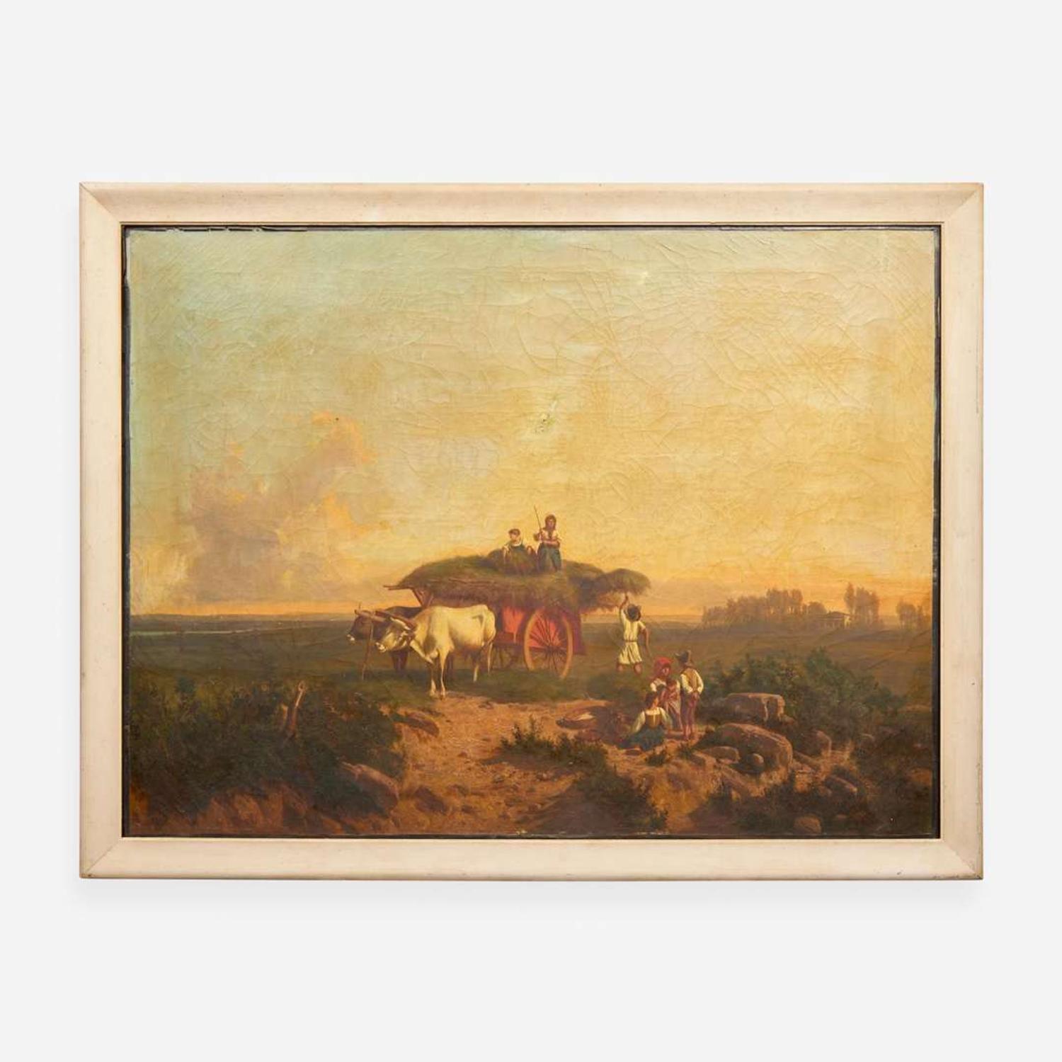 Continental School 19th century Two Works: Figures in Pastoral Landscapes