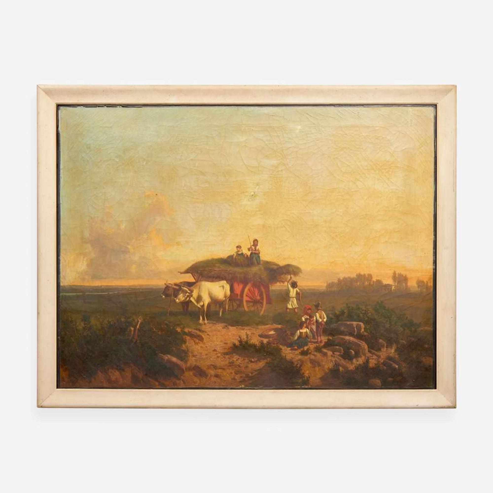 Continental School 19th century Two Works: Figures in Pastoral Landscapes