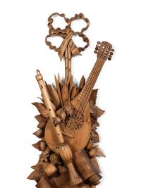 A Pair of Louis XV Style Carved Wood Musical Trophies