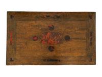 A Continental Baroque Brass and Tortoise Inlaid Walnut Table