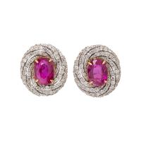 UNHEATED BURMESE RUBY AND DIAMOND EARRINGS
