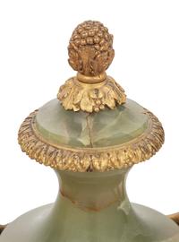 A Pair of Gilt Bronze Mounted Onyx Urns